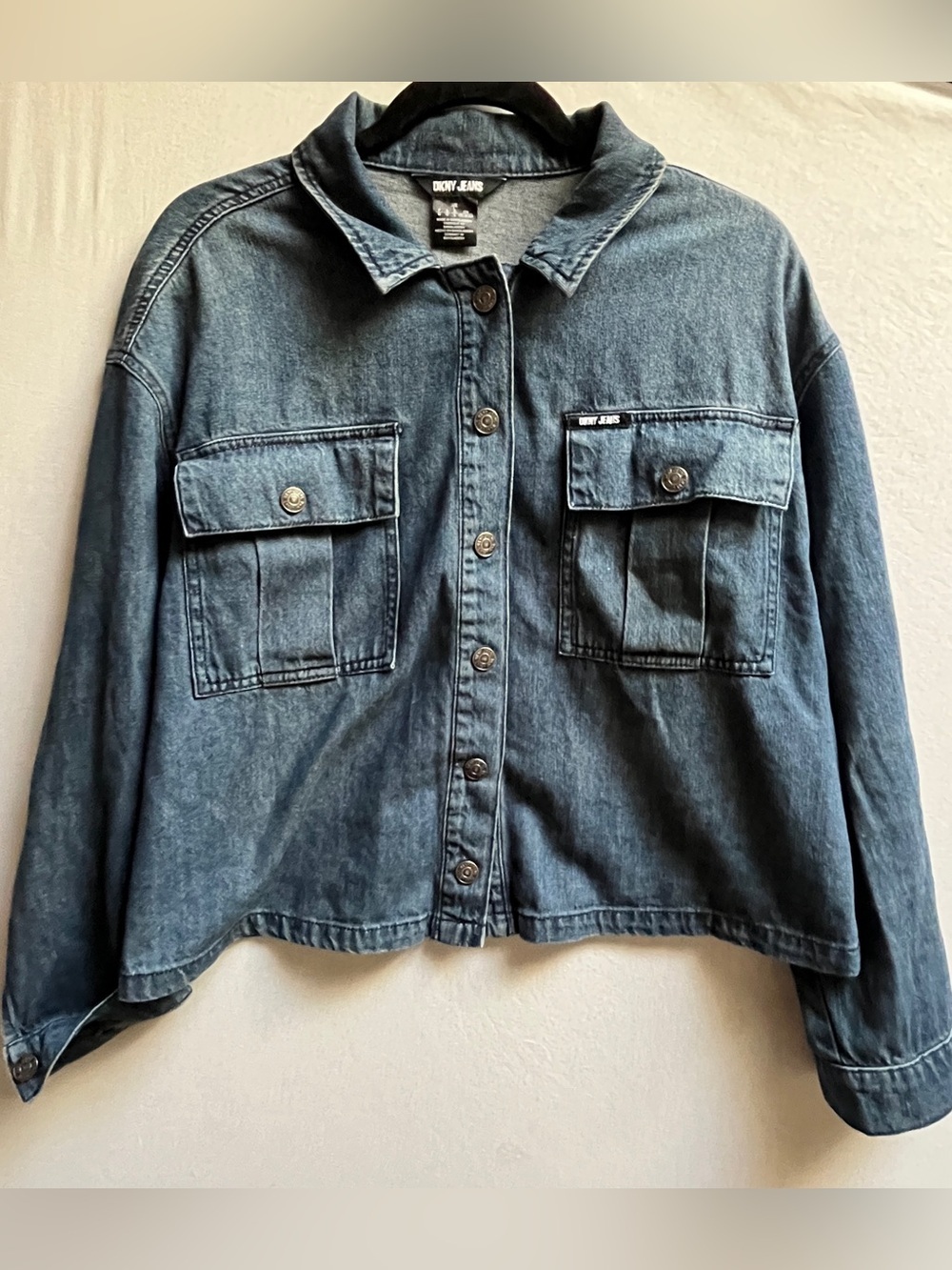 DKNY Jeans Blue Denim Jacket Medium Wash Classic Trucker L